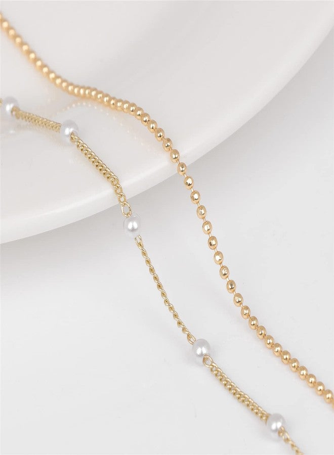 Raicegs Pearl Gold Anklet Bracelets for Women 18K Gold Layered Anklets Dainty Chain Pearl Beads Anklet Beach Jewelry Gift for Women - Image 5